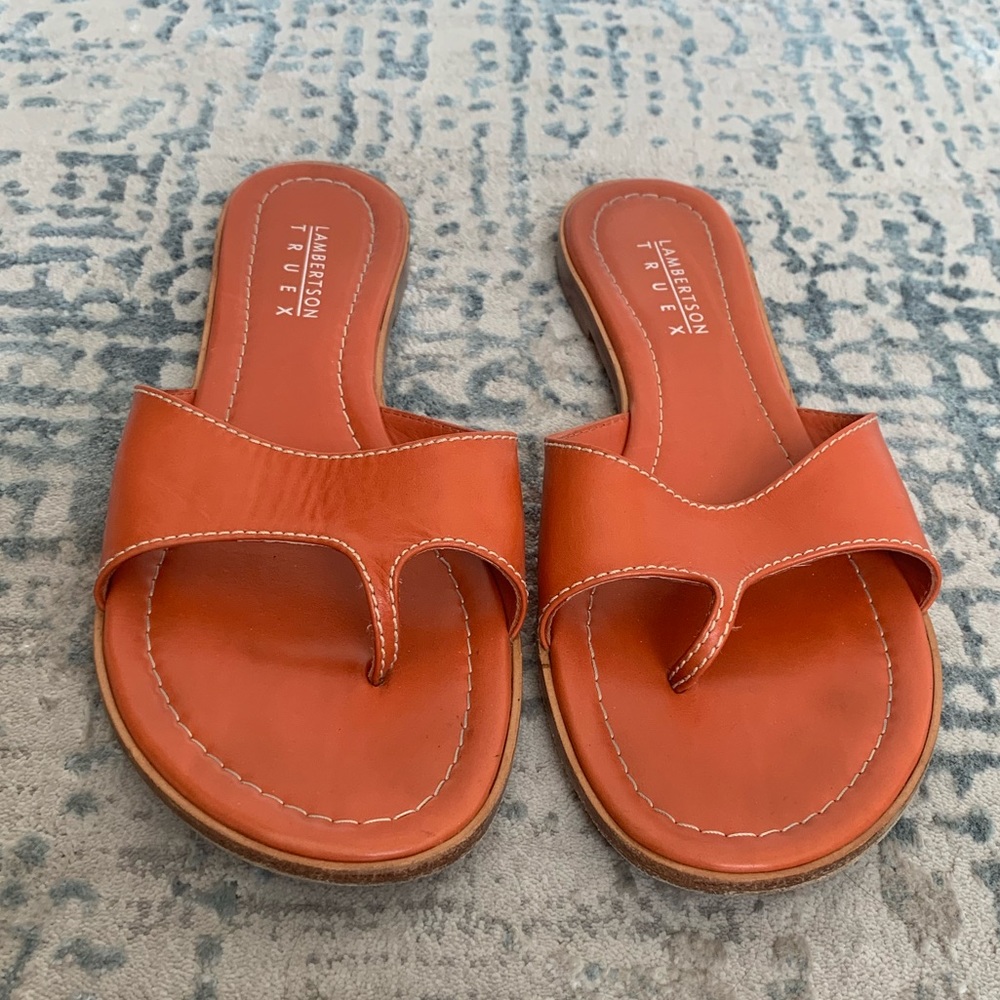 Lambertson Truex Orange Leather Sandals